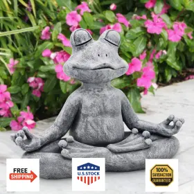 B081xjt6rk Goodeco 12.5 Inch L 10 H Meditating Yoga Frog Statue - Gifts For Women/mom Zen Gar