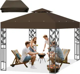 Rgct-001 Hcaiip 10x10 Replacement Gazebo Canopy Top Ft Double Tiered Coffee