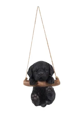 B0758cd2dj Hi-line Gift Ltd Hanging Black Lab Puppy Realistic Resin Animal Statue 4.2x4 Inche