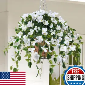B08rrvjdfv Homsunny Artificial Fake Flowers Plants With Hanging Baskets For Outdoor 4pcs Fa