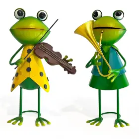 B0d9qgmz44 Hongland Frog Metal Yard Art - 3d Outdoor Statue Cute Figurine Ch