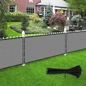 Screen-grey6 Houssity 8-ties. Zip Cable Ties And 6ft X 8ft Grey Privacy Screen Fence Cover Panel Shade Cloth