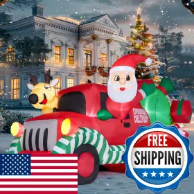Joiedomi B0fk4zy1w2 7ft Long Christmas Inflatable Santa Driving Car With Reindeer Blow Up