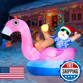 Joyin B0fkgrh5kf Christmas Inflatable Santa On Flamingo Outdoor Decoration Blow
