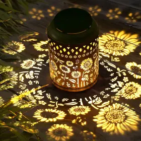 B0ds4dlws2 Kaixoxin 2pk Solar Sunflower Metal Lantern Table Lamp Bronze Outdoor Decor