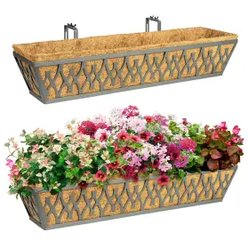 B0dfh3w7sp Karlliu 2-pack 30 Inch Window Boxes Railing Planters With Adjustable Brackets - Dark Grey