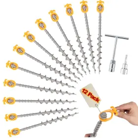 Dpp-101-4 Keltrion 12 Pcs Screw In Tent Stakes For Women Men - Ground Anchors Sand Canopy