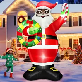 Kengvo B0f9ym63rx Black Santa Christmas Decorations 7 Ft African American Inflatable Sa