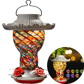 B0c5dflw4r Laelvish Garden Solar Hummingbird Feeder For Outdoors Hanging Ant And Bee Proof Glass