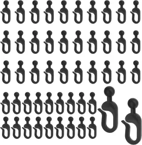 K23241 Lasuroa 50pcs Plastic Hooks For Gazebo Curtains Smooth Sliding Track Black
