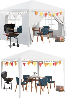 Lemy 712195500066 10x10 Party Tent Outdoor Wedding Camping Canopy Heavy Duty White