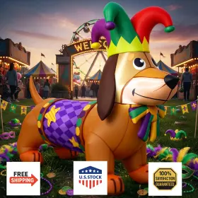 Leyndo B0fvfd6mn1 5.3 Ft Mardi Gras Inflatable Outdoor Decorations Dachshund Dog