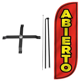 Lookourway B06xsj243k 5ft Feather Flag Set - Abierto Banner With Pole Kit And X-stand