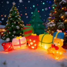 B0fpqw8k4k Luaeirus 10ft Long Christmas Inflatable 6 Gift Box With Teddy Bear Led Lighted Outdoor Ho