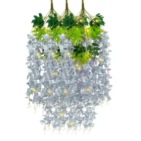 B0dfyj7snj Luerbi 12-pack Grey Wisteria Garland With Lights 3.44ft Artificial Flowers