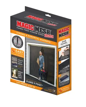 Magic Mesh 740275047569 Garage Door Screen Black Magnetic Closure Breezy Net Mosquito