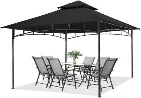 Mastercanopy 619548553420 Outdoor Garden Gazebo For Patios With Stable Steel 11x11 Black