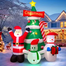 Max Fun B0flq5kjsl 9ft Christmas Tree Inflatables Decorations With Santa Snowman Built-in L