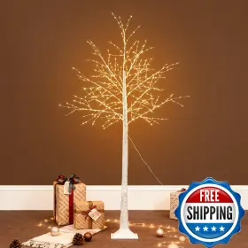 B0frs4h5z1 Miclionled 6ft White Firefly Tree With Lights - Lighted 400 Warm Le