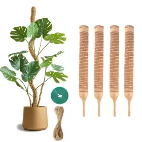 Modpion 761312897565 4 Pack Bendable Moss Pole 12 Inch Monstera Plant Support Stake Coco Coir Pol