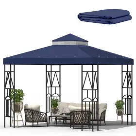 Gjp-009 Morikoro 10x10 Canopy Replacement Top Double Tiered Gazebo Cover Navy Blue