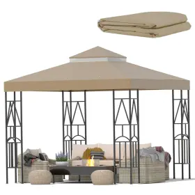 Gjp-010 Morikoro 119ftftx119ftft Canopy Replacement Top Double Tiered Gazebo Cover Khaki