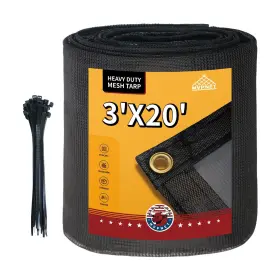 Wtw-hh200032001-w Mvpnet 70% Heavy Duty Mesh Tarp With Grommets 3ft X 20ft Shade Canopy For Patio Gard