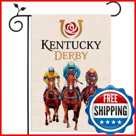 Nepnuser B0by1rn1t5 Kentucky Garden Flag - Run For The Rose Horse Racing Party Decoration