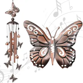 B0c8myxw4x Nowpis Butterfly Wind Chimes Outdoor Decor 4 Aluminum Tubes Garden Patio Gift