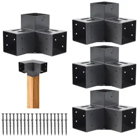 Nrspp 93785 4 Pcs Pergola Bracket Actual 3-way Inch X4 3.6 X3.6 -4 Black