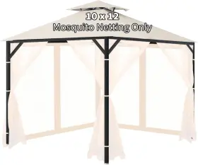 16846 Oipunshle Gazebo Universal Replacement Mosquito Netting 10ftx12ft 10x12 Beige