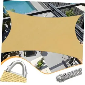 Ootonat Gss16er0812sa Upgraded With High-strength Steel Cable Edges 8ft X 12ft Sun Shade Sail Sand