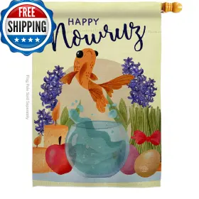 B08w6l6pqh Ornament Collection Happy Nowruz Indoor Outdoor Decor Flag Wall Art Patio Porch Lawn Garden 28x40 Inch