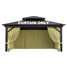 168l Pakunoda 762232134440 Outdoor Gazebo Curtain Replacement Universal 4-panel Sidewalls 12ft X 14ft Outd