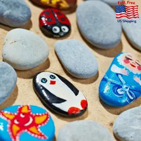 Pgn Bearings B09jgsgyff 40 Flat Smooth River Rocks For Painting 1-4 Inch Natural Stones Kids Crafts
