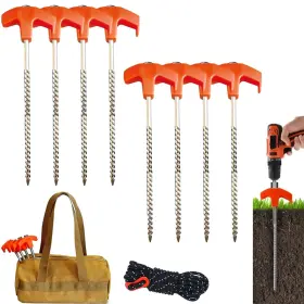 Zpdd001 Pocont 8 Pack Inch Screw In Tent Stakes - Ground Anchors Stake