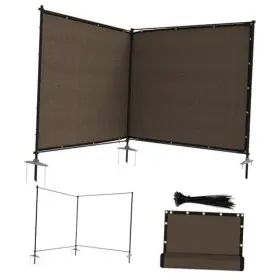Gdfemf16e0512bw01 Privacy Fence Set With Poles And Rails Ground Spikes Kit 5fthx12ftl Brown