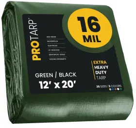 Pt-103-12x20 Protarp Extra Heavy Duty 16 Mil Tarp Cover Waterproof Uv Resistant Rip And