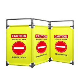 Re200201-bk00-03 Reliancer 3 Panels Safety Barricade 5.8ft Foldable Security Sign Barrier Gate Yellow
