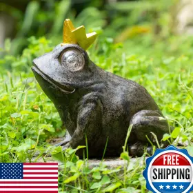 B0c2v63gkz Rezpuao Solar Garden Statue Frog Prince Resin Outdoor Decor Led Light