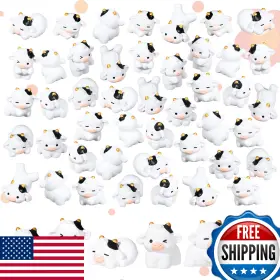 B0cr6lcnyj Roundfunny Funy 48 Pcs Mini Cow Figurines Resin Miniature Cute Tiny Animals For Crafts