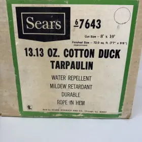 6-7643 Sears Heavy-duty 13.13 Oz. Treated Cotton Duck Canvas Tarp 8ft X 10ft Green