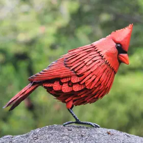 B092mnvpnz Shefio Cardinal Statue Metal Bird Garden Decor - Yard Art Outdoor Sculptures &