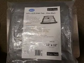 Dtsb1212 Sigman 12ft X Drain Tarp Roof Ceiling Leak Diverter - Silver Black New