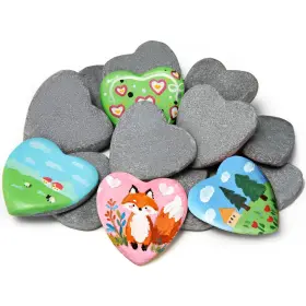 Simetufy B0fqbzl67d 25 Pcs Heart-shaped Rocks For Painting 2in Valentines Day Heart Stone