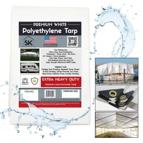 Tw2050 Skilcut 20ft X 50ft White Premium 16 Mil Extreme Duty Poly Tarp True Finished Size