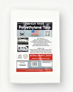 Tw3030 Skilcut 30ft X White Premium 16 Mil Extreme Duty Poly Tarp True Finished Size