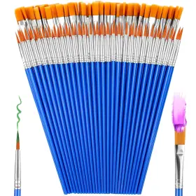 Slurrivate Brushes-66 66 Pcs Small Paint Brushes Set - Round And Flat Brush Bulk For Detai