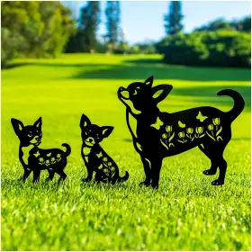 B0dsf8gjws Srdjxy Chihuahua Metal Dog Garden Stake Decor Outdoor Yard Art Gift For Love