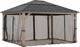 A111509441 Sunjoy Mosquito Netting For 13 Ft. 15 Wooden Gazebos Brown
